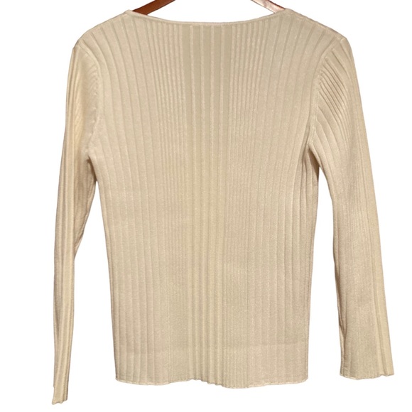St John Textured Rib Knit Sweater Ivory - Picture 4 of 9